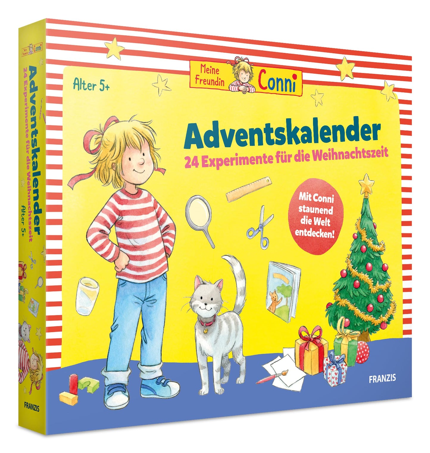 FRANZIS 67207 - My Friend Conni Advent Calendar, 24 age-appropriate experiments for the Christmas season, for children aged 5 and up.
