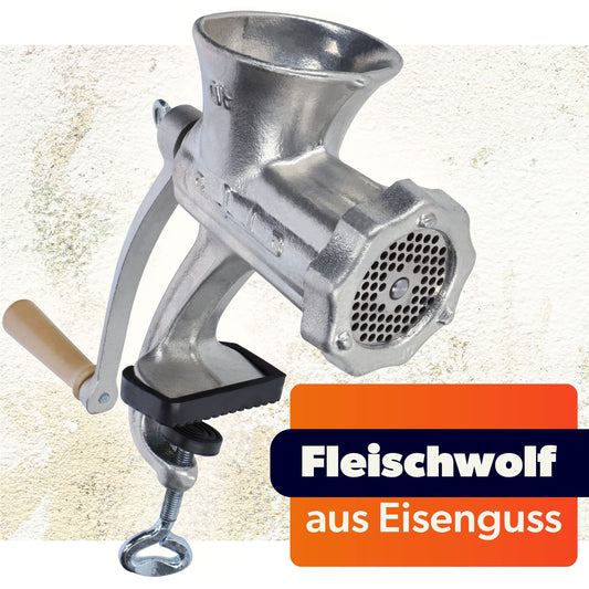 KADAX cast iron meat grinder, 6 sizes, manual meat machine with table clamp, vintage meat grinder, galvanized grinding machine, meat grinder (size 10)