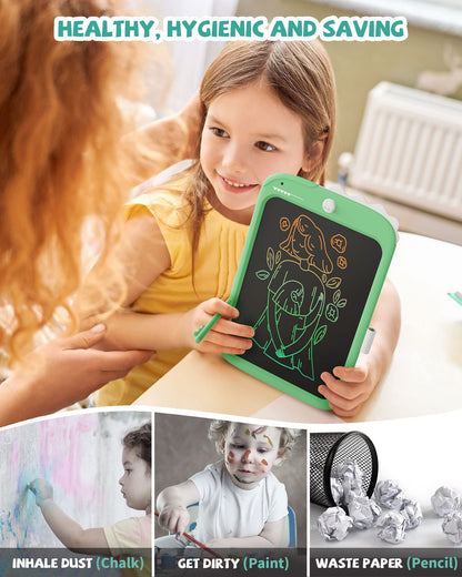 10-inch LCD writing tablet, electronic digital writing and color screen graffiti board, gifts for kids and adults aged 3, 4, 5, 6, 7, 8 (Green)