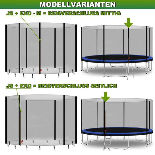 Baunsal® Trampoline Safety Net Ø 427 cm (JS+EXD-M) for 6 poles Net height 180 cm Replacement parts for trampoline net Trampoline safety net Children's trampoline replacement net Outdoor trampoline