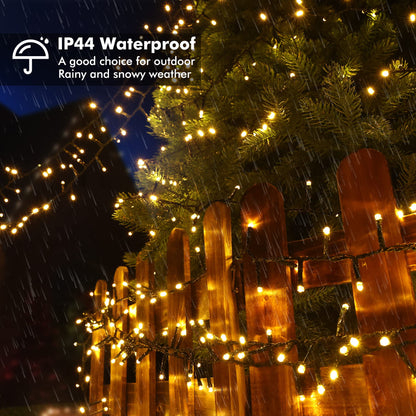 BrizLabs Christmas Lights Outdoor, 59ft 750 LED Warm White Cluster String Lights 8 Modes Waterproof Christmas Lights for Christmas Tree Indoor Room Garden Party Wedding Birthday