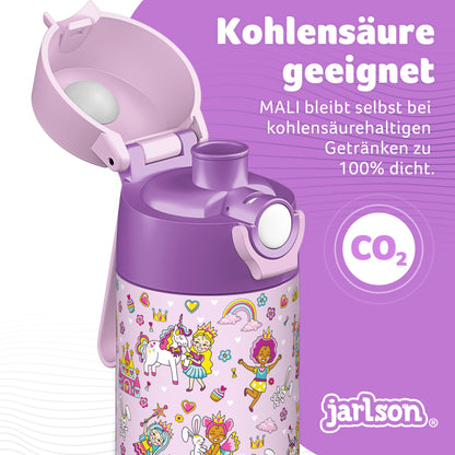 Jarlson® Kids Water Bottle - Stainless Steel Thermo Bottle - BPA free - Leak-proof - Kids Bottle with Chug Lid - Bottle for School, Kindergarten - 350ml (Princess, 350 ml)