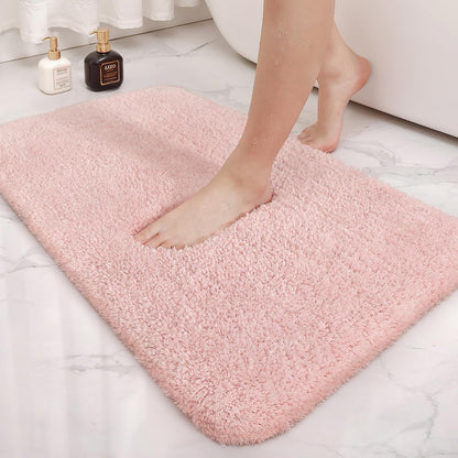Color G Bathroom Carpet 60 x 90cm, non-slip bath mat, non-slip washable bath rug, absorbent fluffy bath mat, bath mats rugs for bathroom bathtub (Pink)