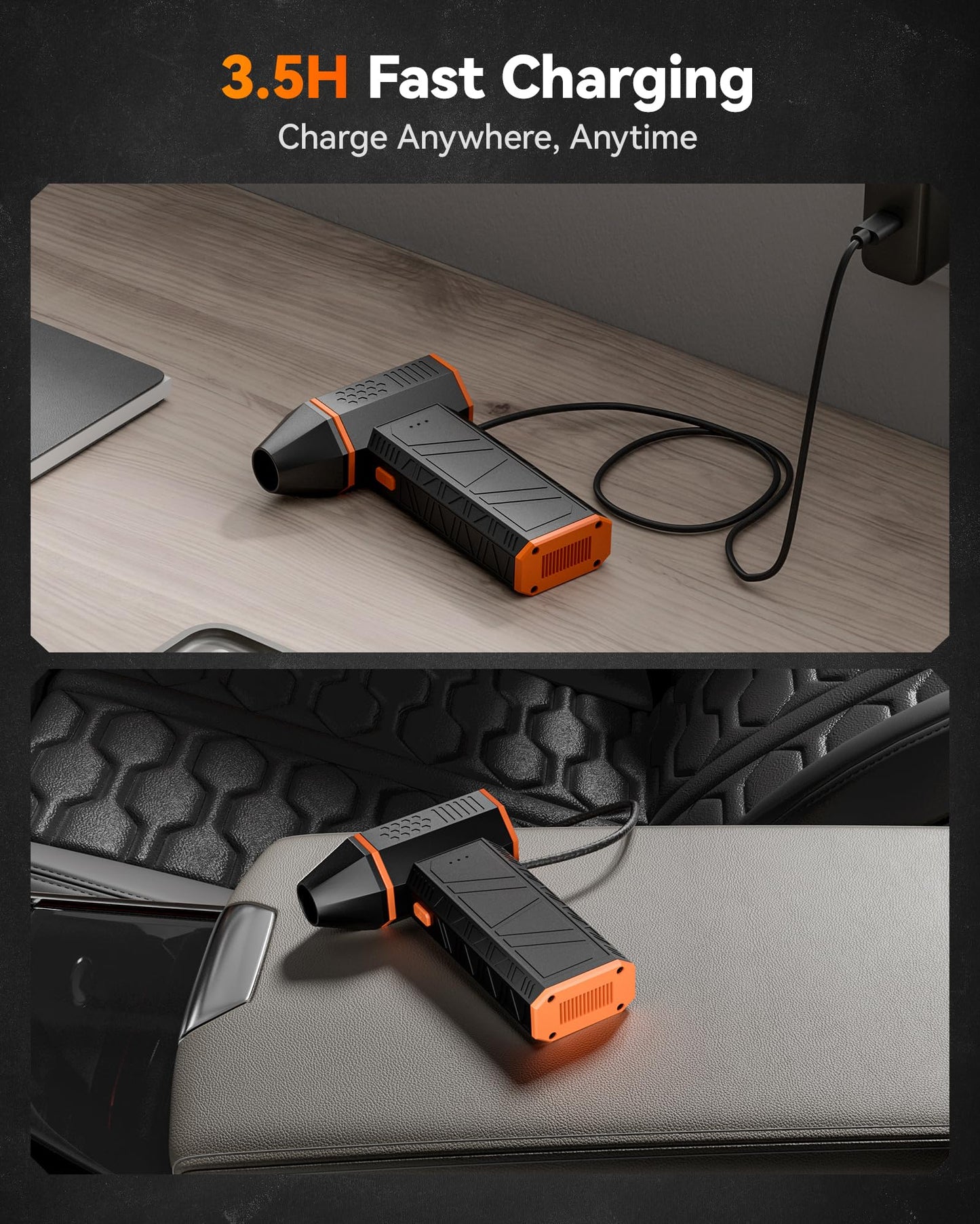 WOLFBOX MF50 Electric Air Duster - 110000RPM Super Power Cordless Air Duster, 3-Speed Adjustable Mini Blower with Battery, Dust Blower for Computer, Keyboard, Home, Outdoor, and Car.