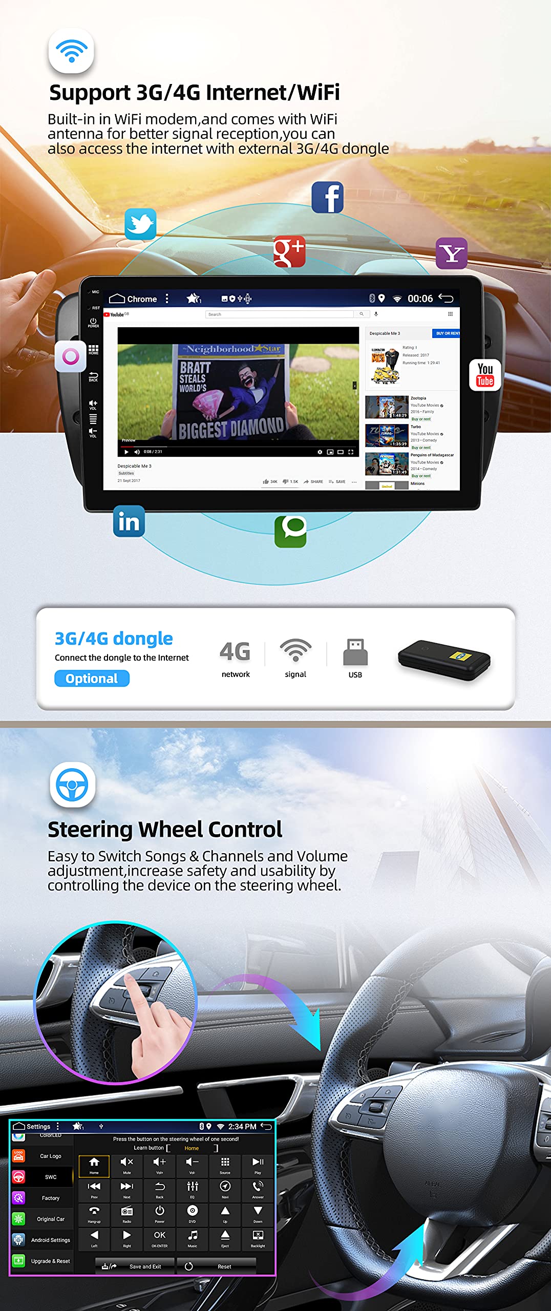 JOYX Android 14 car radio fits Seat Ibiza 6J (2009-2014) - [4G+64G] - Built-in DSP/Carplay/Android Auto - Camera MIC FREE - 9 inch - With SWC 4G WiFi Bluetooth 5.0 DAB Fast-Boot 360-camera