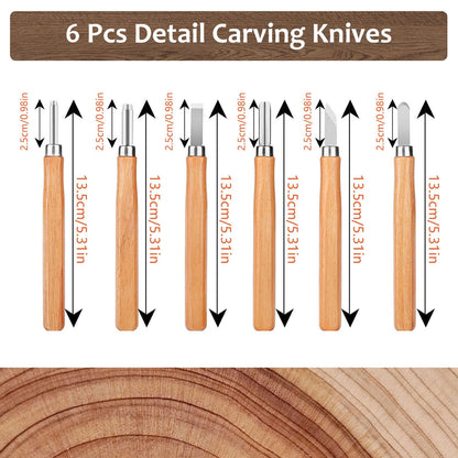 Mumisuto 15-piece wood carving knife set with 4 large wood carving knives & 6 detail knives & cut-resistant gloves, Carving DIY carving tool for beginners/professionals.