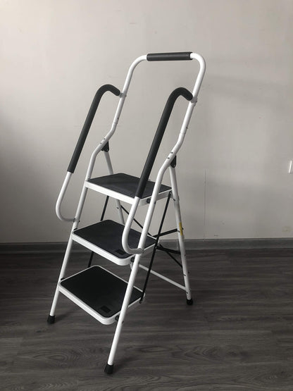 3-step step ladder with handrail Foldable Safety Non-slip Lightweight 8.5 kg for home office warehouse Maximum load capacity 150 kg