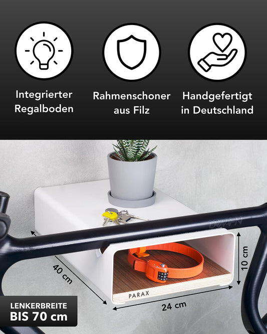 PARAX bike holder - wall mount for bike - indoor bike storage - bike suspension made of aluminum & wood - birch bike rack.