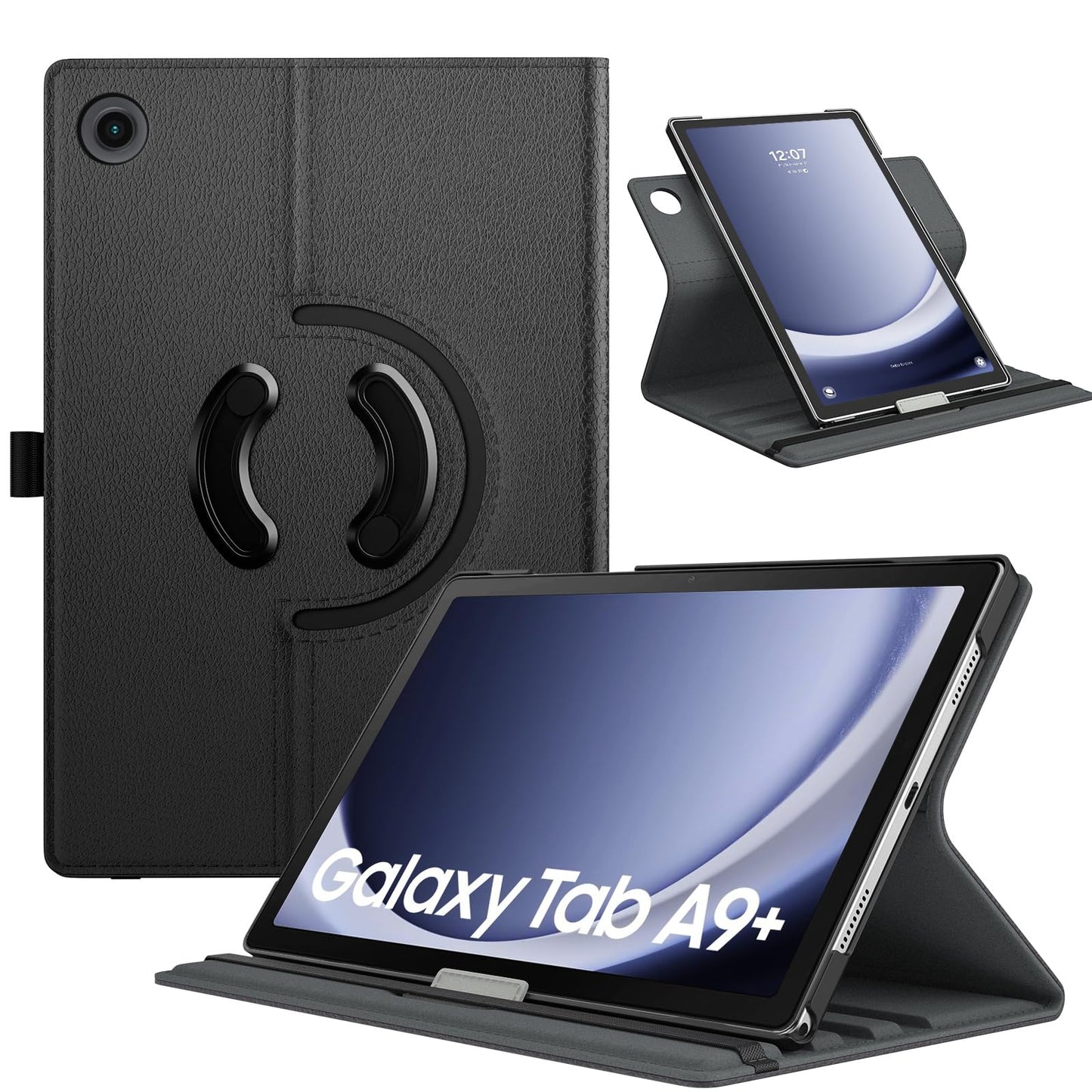 TiMOVO Rotating Case Compatible with Samsung Galaxy Tab A9+/A9 Plus 11 Inch 2023 SM-X210/X216/X218, 90 Degree Rotating Stand Case, Auto Sleep/Wake Protective Cover for Galaxy Tab A9+ Tablet, Black
