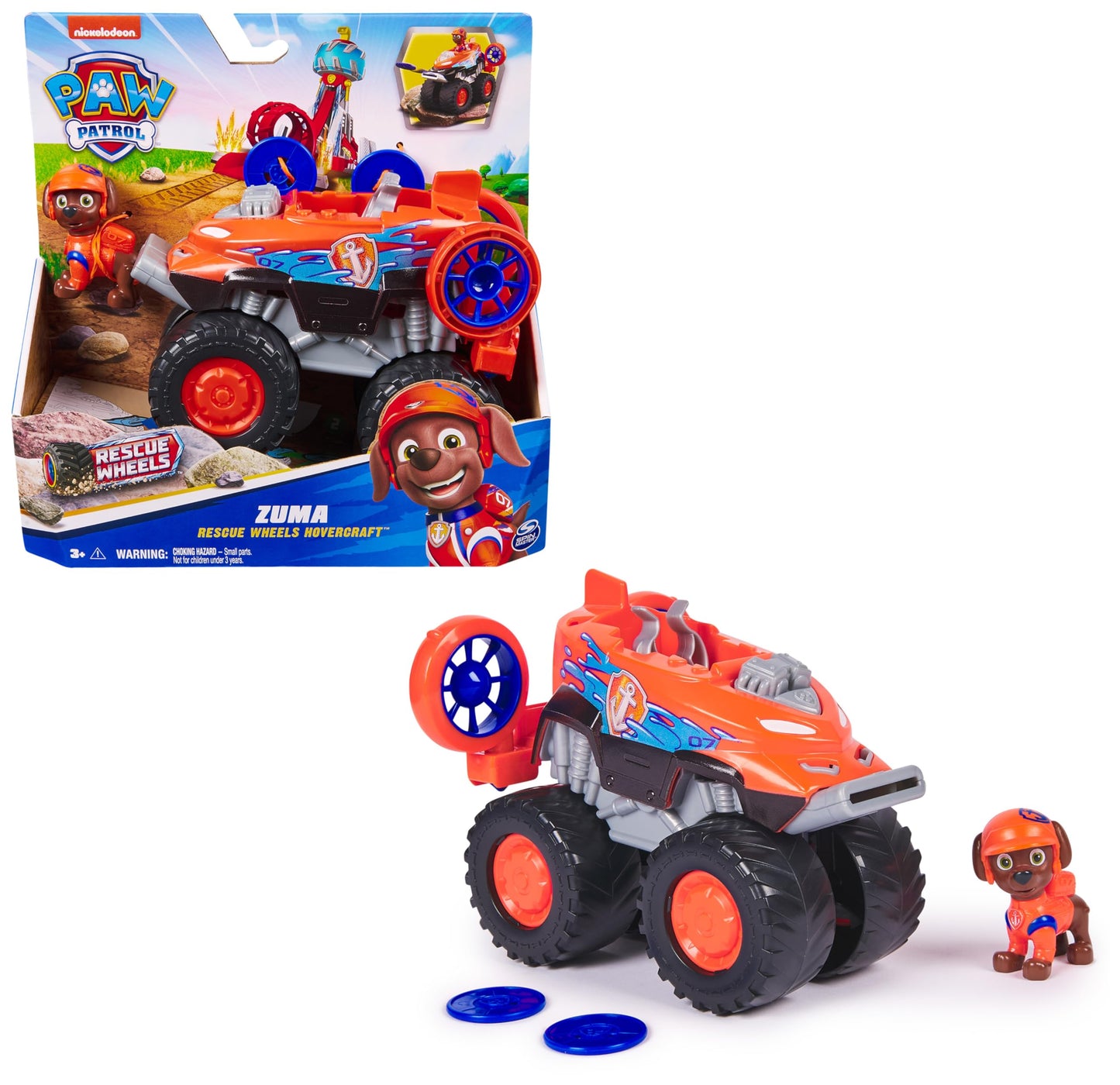 PAW Patrol Rescue Wheels - Zuma's Monster Truck Vehicle with missile launch and Zuma figure, toy for children ages 3 and up.