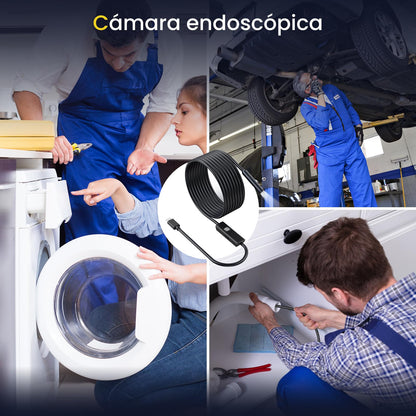 FORKODA Endoscope Camera with Light - 1080P HD endoscope with 8 adjustable LEDs, 5m waterproof cable IP67 4.3-inch IPS screen for pipe and engine inspections Professional snake camera