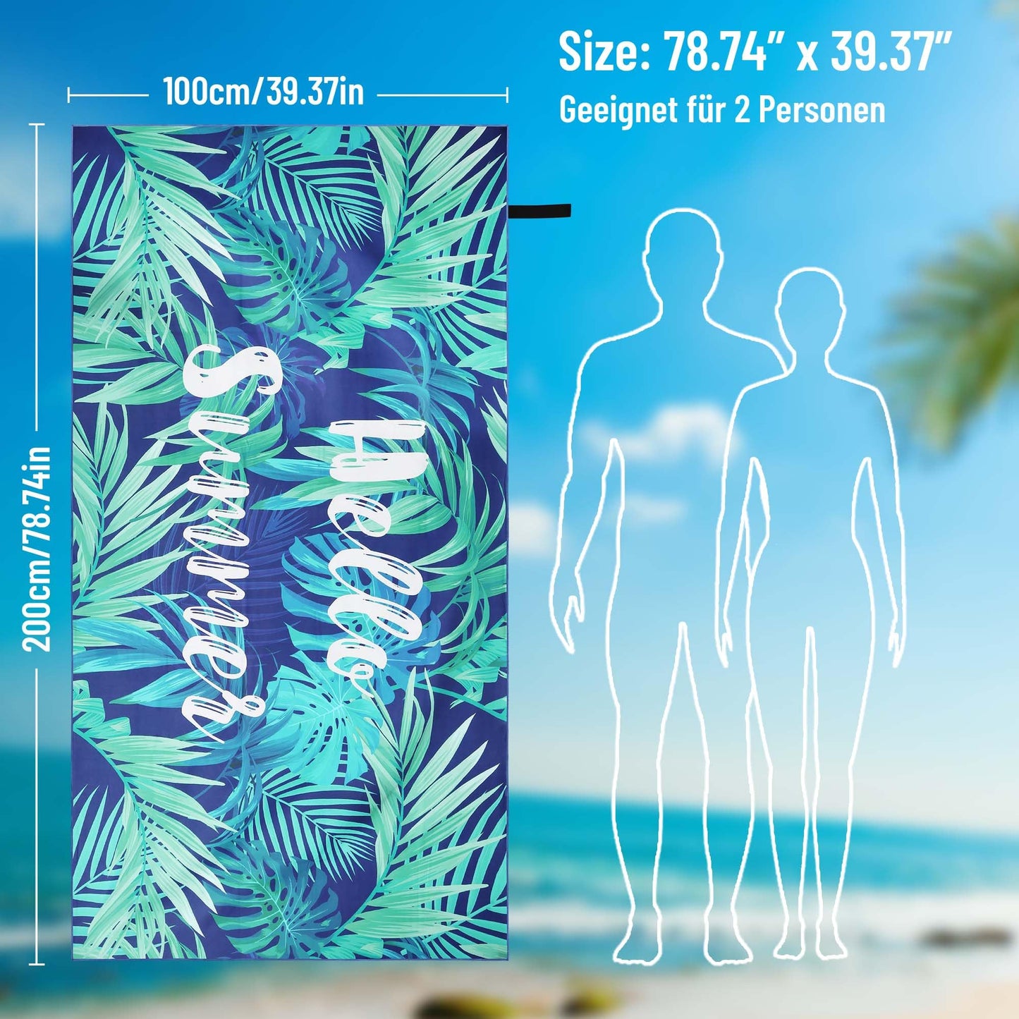 Pameil Beach Towel XXL Microfiber Bath Towel 200x100cm, Microfiber Beach Towel Compact and Sandproof, Lightweight and Quick Drying Travel Towel for the Beach, Gym, Travel, Sauna