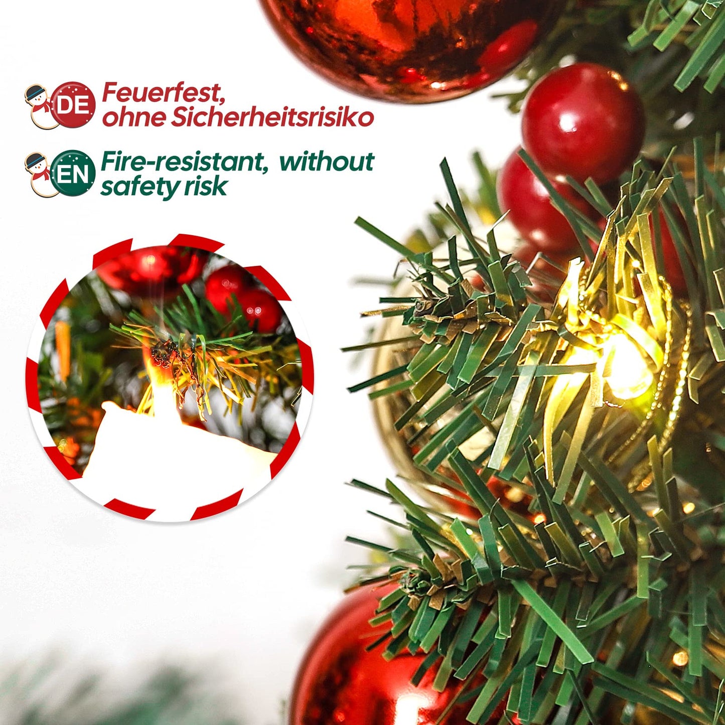 Yorbay Mini Christmas tree with 20 warm white LEDs 8 light modes, tree with star tree top and decoration battery operated, for Christmas, Advent, about 40cm (Reusable)