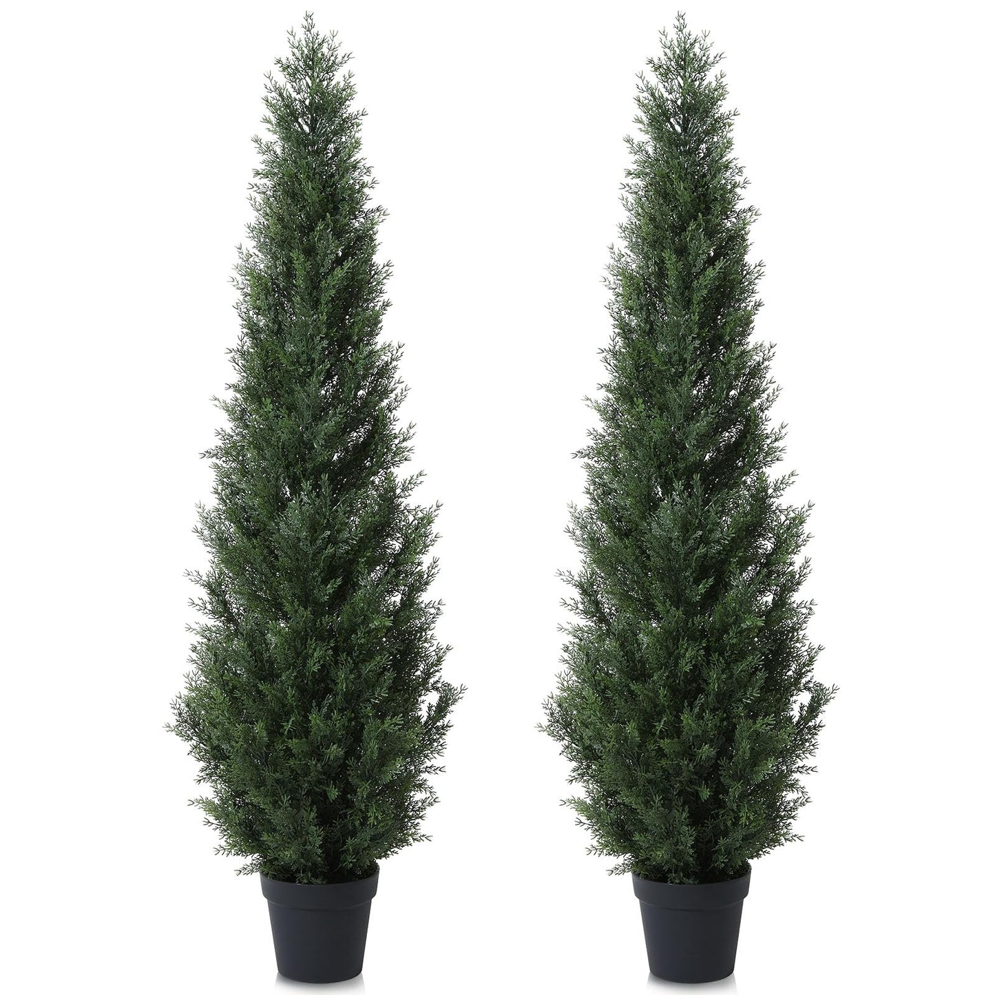 CROSOFMI Artificial Plants Large Cedar Tree 155 cm Fake Plants Realistic in Pot Plastic Fake Plant Outdoor Decoration (2 Pack)