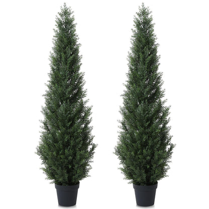 CROSOFMI Artificial Plants Large Cedar Tree 155 cm Fake Plants Realistic in Pot Plastic Fake Plant Outdoor Decoration (2 Pack)