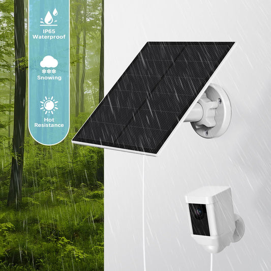 Solar panel for Ring camera, 5W camera solar panel compatible with Ring Spotlight Cam Battery & Stick Up Cam Battery, Stick Up Cam 2nd and 3rd Gen. with barrel plug.