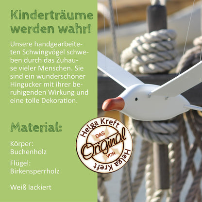 Helga Kreft 04021 Rocking bird "Arrow" made of beech wood, wingspan 55 cm, calming and decorative, Made in Germany.