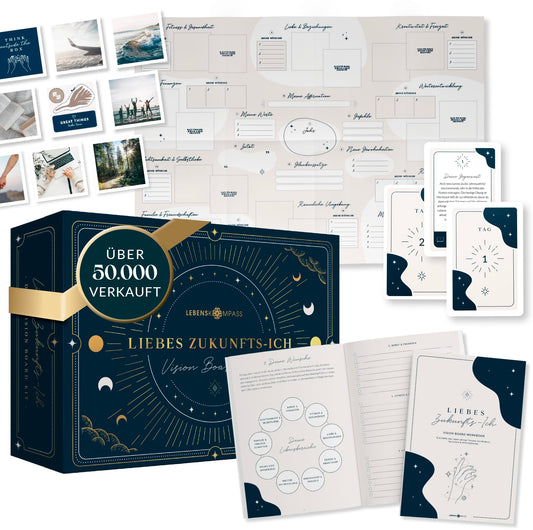 Life Compass® Vision Board Set "Dear Future Self" - THE ORIGINAL - Create your own vision board and visualize the life of your dreams - Gifts for women & men, Best friend