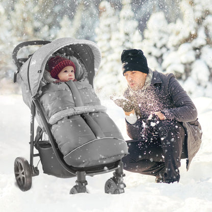 Zamboo footmuff for Joie stroller (fits Litetrax, Mytrax, Chrome) - winter footmuff for strollers, with reflector, hood function & pocket - Grey