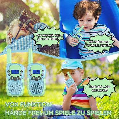 Walkie Talkie for Kids, Bakoherp Rechargeable Walkie Talkie for 3-12 year olds, Kids' Two-Way Radio with 8 channels, LED flashlight, VOX function for adventures, camping, hiking