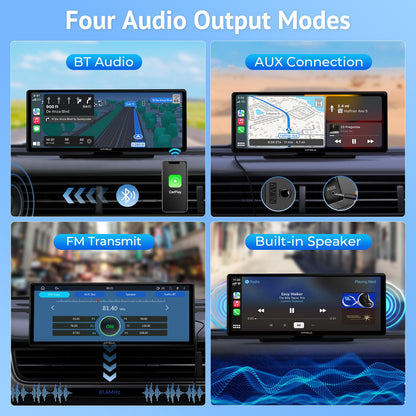 APHQUA Wireless CarPlay Display for Apple CarPlay and Android Auto, 9.3-inch portable light-sensitive touchscreen, digital media receiver with GPS navigation, Siri, MirrorLink/Siri/FM