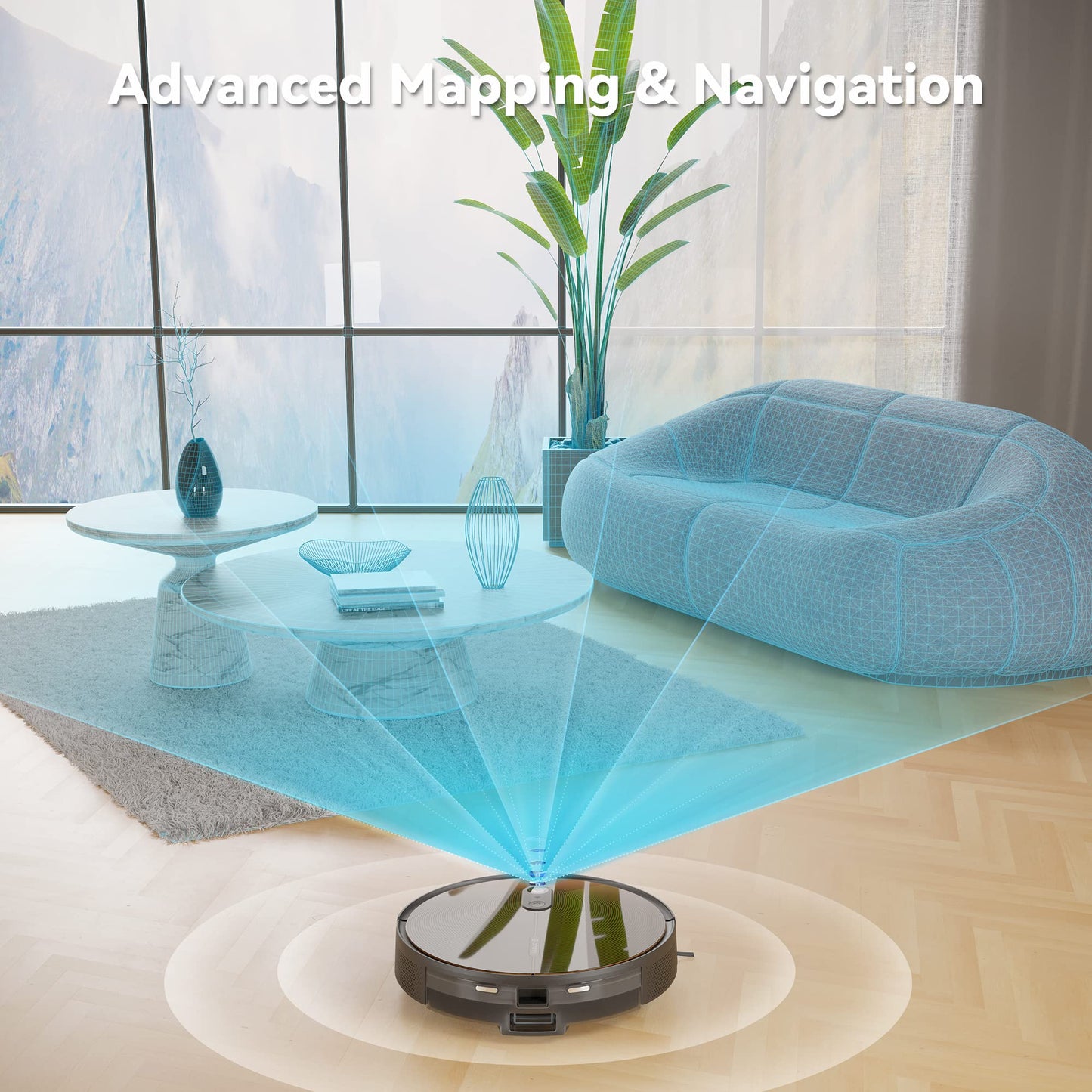 Amarey robot vacuum with self-emptying dock and mopping function, vacuum robot with automatic disposal dock, visual navigation, app & Alexa control, for pet hair, hard floors, carpets.