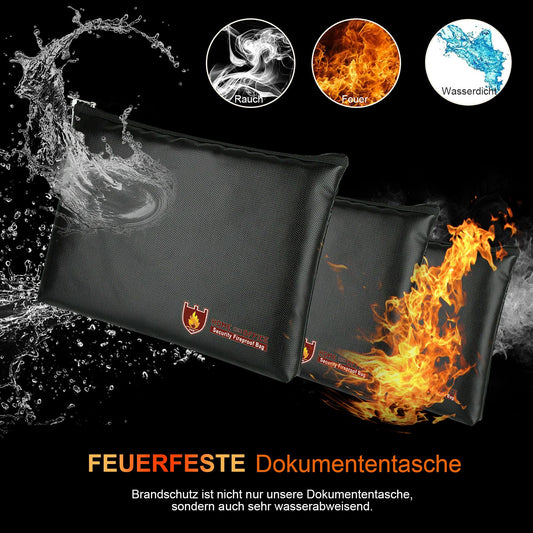 2 pieces Fireproof Document Bag 34x25cm, Waterproof Fire Resistant Safe Bag, Fireproof Money Storage, Large Capacity File Bag for Documents/Money/Passport/Bank Files and Cash