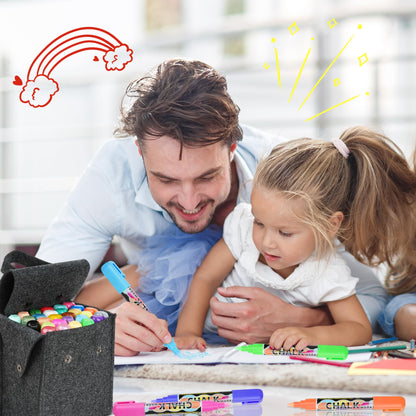 SUPERSUN 28 chalk markers for chalkboard Washable & kids chalk marker window 6mm with reversible tip, Ideal for chalkboard markers, window markers & chalk marker window.