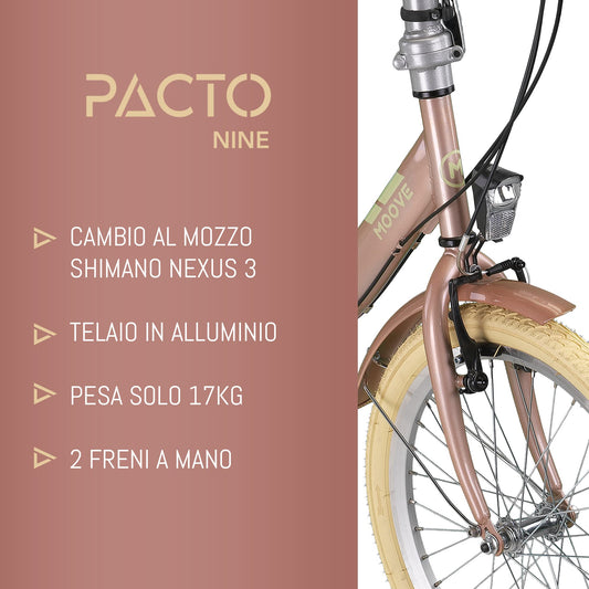 PACTO Nine - Dutch-Style Comfort Folding Bike 27cm Steel Frame Bicycle 20 Inch Nexus 3 Hub Gear Foldable Folding Bike for Adult Men Women