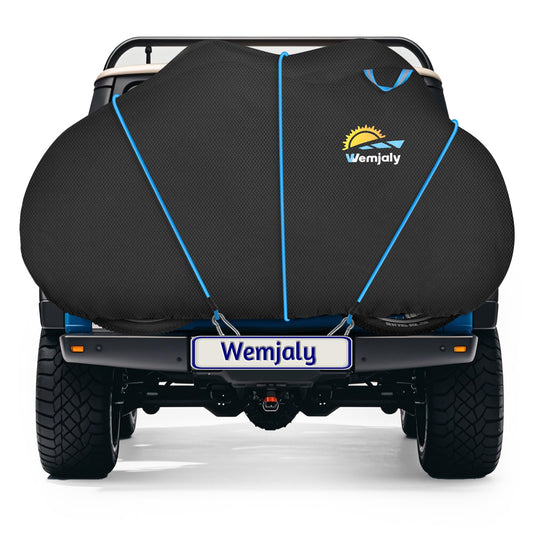 Bike cover for transporting 2 bikes - Wemjaly 900D Heavy Duty bike covers rear carrier outdoor waterproof PU coating bicycle tarp, with 6M elastic cord/storage bag.