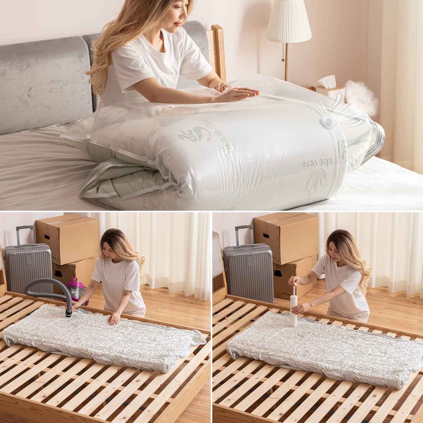 Vacuum bags for mattresses and duvets, 2 pieces 240x120 cm vacuum storage bags for mattresses, clothes, waterproof, sealable, reusable, space-saving, compression mattress.