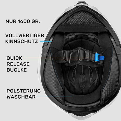 Westt flip-up motorcycle helmet ECE-R 22.06 certified full face helmet for women and men open face helmet with chin guard scooter motorcycle helmet with sun visor and shield