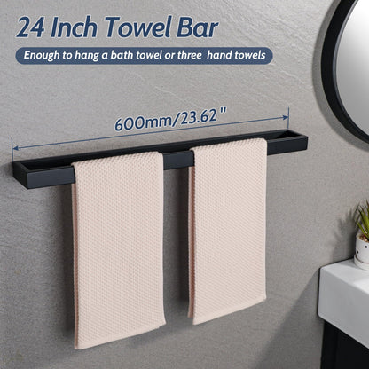 SAYAYO towel holder black 60CM towel holder bathroom towel rack guest towel holder wall mounted stainless steel bath towel holder for bathroom and kitchen.