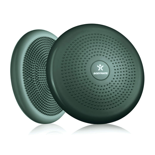 BODYMATE ball cushion with pump Midnight Green 34cm diameter - balance cushion, air cushion, balance pad, knob cushion - core, fitness, rehab, coordination and back training.