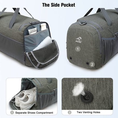 G4Free 45L Large Sports Bag & Travel Bag for Men and Women/ with Shoe Compartment & Wet Pocket/ Training Bag & Gym Bag & School Sports Bag/ for School & Sports & Fitness & Travel