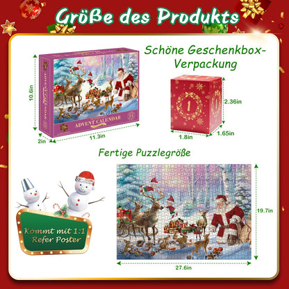 Advent calendar 2024 puzzle for kids and adults, 1008 piece puzzle 24 day Christmas countdown calendar - Christmas gifts for teenagers (27.6 x 19.7 inches)