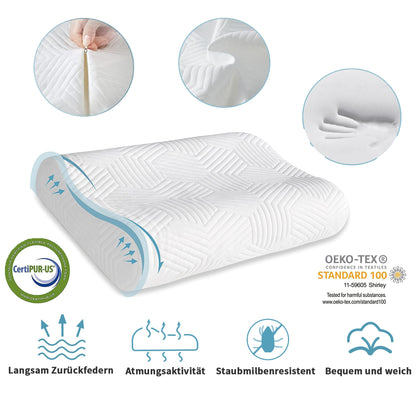 LAMB height-adjustable memory foam pillow, neck pillow neck support pillow ergonomic pillow anti-snoring pillow with removable cover.
