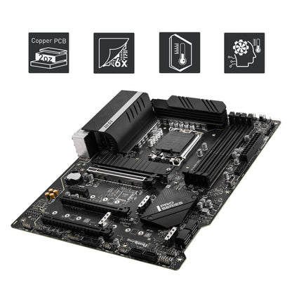 MSI PRO Z690-A WIFI DDR4 ATX motherboard supports 12th Gen Intel processors, LGA 1700 - 14 Duet Rail 55A VRM, Memory Boost 5200MHz/OC, 1 x PCIe 5.0 x16, 3 x M.2 Gen4 x4, 2.5G LAN, Wi-Fi 6.