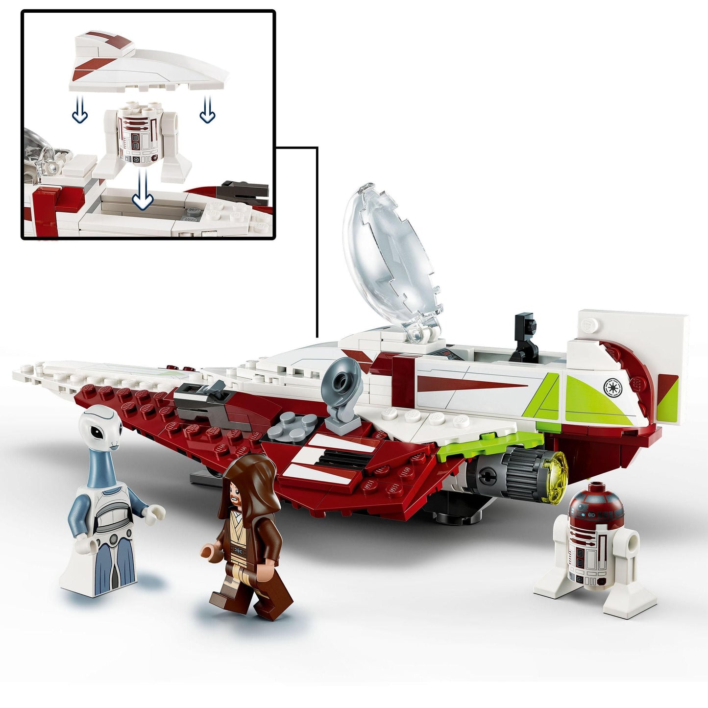 LEGO Star Wars Obi-Wan Kenobi's Jedi Starfighter, buildable toy with Taun We, droid figure, and lightsaber, Attack of the Clones Set 75333.