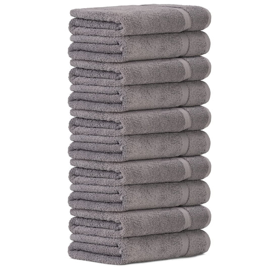 Luckytowel 10 Piece Set Sauna Towels 80x200 cm 100% Cotton, 600g/m² Oeko-Tex Sauna Towel Set 10 Pack Gray