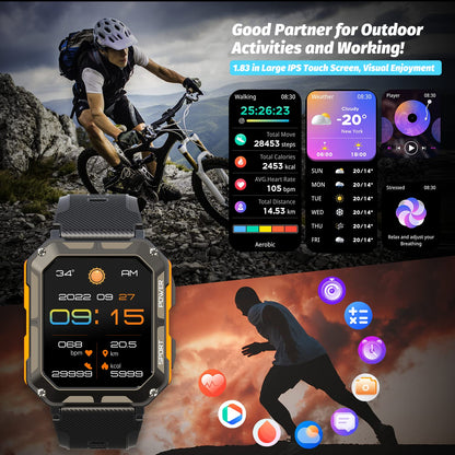 HOFIT smartwatch with phone function, birthday gift for men, men's fitness watch, IP68 waterproof sports watch, 123+ sports modes, fitness tracker smart watch for Android iOS.