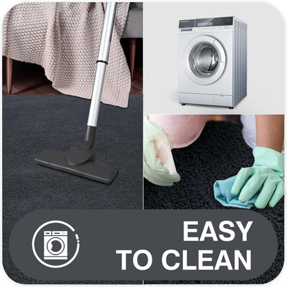 Rururug carpet living room 160x230 cm microfiber short pile carpet soft fluffy, modern large carpet washable rugs for living room, anthracite