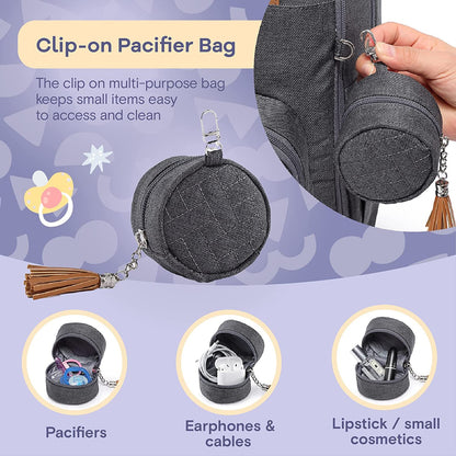 RUVALINO Baby Diaper Bag Backpack with Portable Changing Pad, Pacifier Holder, and Stroller Straps, Multifunctional Baby Bag for Mom and Dad, Dark Gray