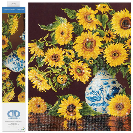 Diamond Dotz Sunflowers in a china vase DD13.006