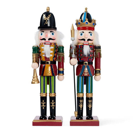 THE TWIDDLERS 2 Large Wood Christmas Nutcracker Figures, 30cm - Classic Christmas Decoration Ornament, Decor Nutcracker Figure for Home Christmas Decor
