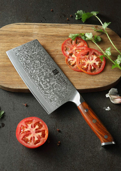 XINZUO Cleaver Knife 18cm Chinese Chef Knife, High Quality Professional Chopping Knife Sharp Blade Kitchen Knife, Gift box, with Rosewood Handle - Yu Series