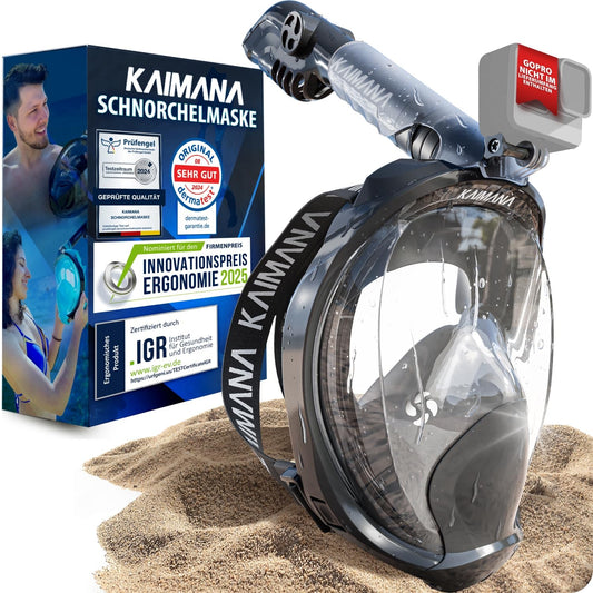 The award-winning KAIMANA® snorkel mask for adults & kids - completely CO2 safe - includes carry bag - adult diving mask - full face diving mask