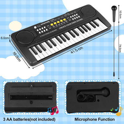 m zimoon Keyboard for Kids with Microphone, Portable Multifunctional Kids Keyboard 37 Keys for ages 3 and up, Musical Toy Piano Keyboard Learning Toy Gift for Boys Girls 3 4 5 6 Years