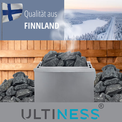 ULTINESS - Sauna stones 20 kg OLIVINE DIABASE Finnish infusion stones Steam stones for sauna stove Electric stove Wood stove Sauna accessories