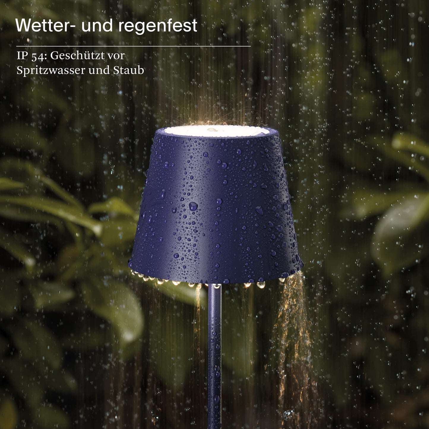 SIGOR Nuindie - Dimmable LED battery-powered table lamp for indoor & outdoor use, IP54 splash-proof, 38 cm in height, rechargeable with Easy Connect, 12 h runtime, plum blue